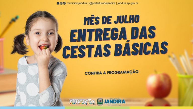 Educação de Jandira começa distribuição de cestas básicas, com itens da merenda escolar, a partir do próximo dia 28 de Julho